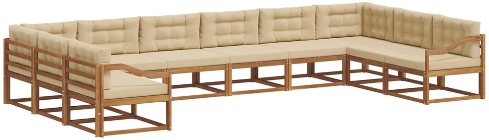 Lauko sofos komplektas 10 vnt. Natūralus ir bežinis