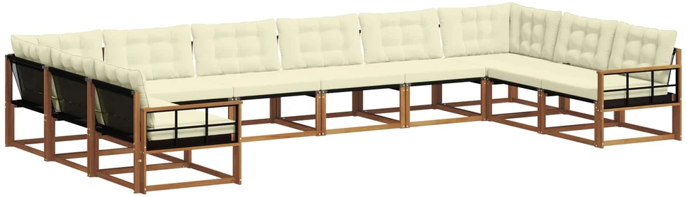 Lauko sofos komplektas 10 vnt. Natūralus ir grietinėlė