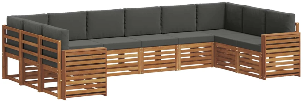 Lauko sofos komplektas 10 vnt. Natūralus ir antracitas