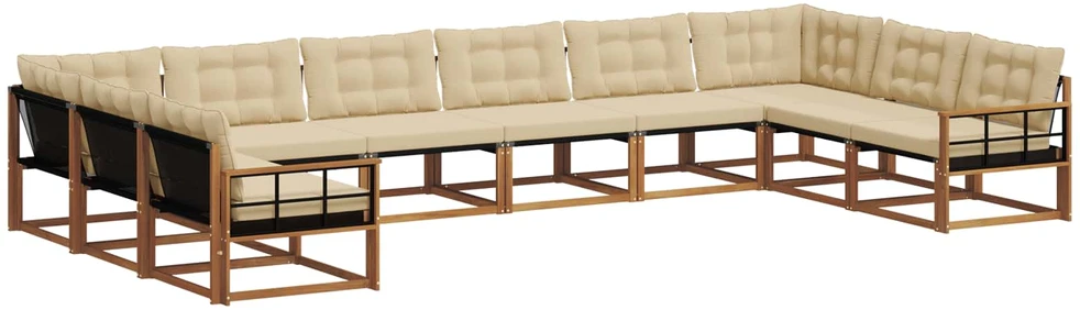 Lauko sofos komplektas 10 vnt. Natūralus ir bežinis