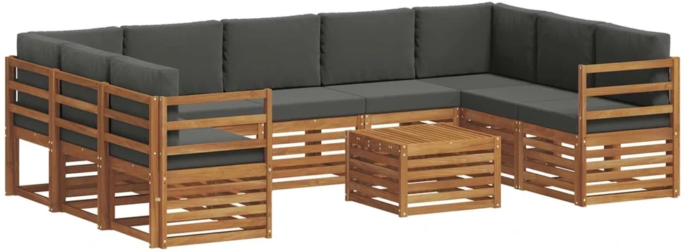 Lauko sofos komplektas 10 vnt. 9 vietos Natūralus ir antracitas