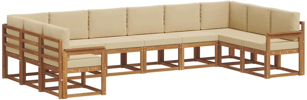 Lauko sofos komplektas 10 vnt. Natūralus ir bežinis