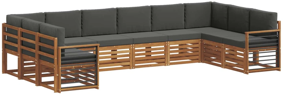 Lauko sofos komplektas 10 vnt. Natūralus ir antracitas