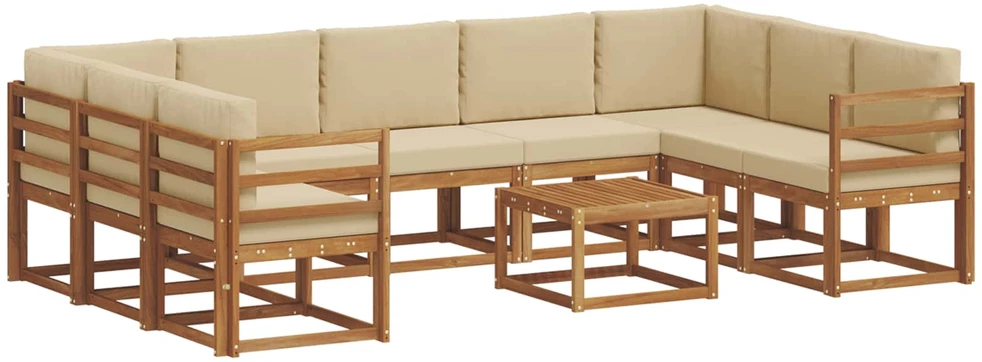 Lauko sofos komplektas 10 vnt. Natūralus ir bežinis