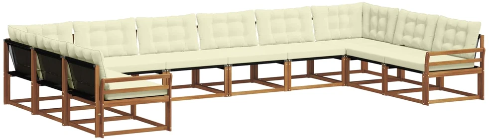 Lauko sofos komplektas 10 vnt. Natūralus ir grietinėlė