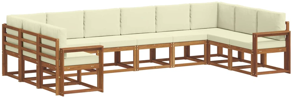Lauko sofos komplektas 10 vnt. Natūralus ir grietinėlė