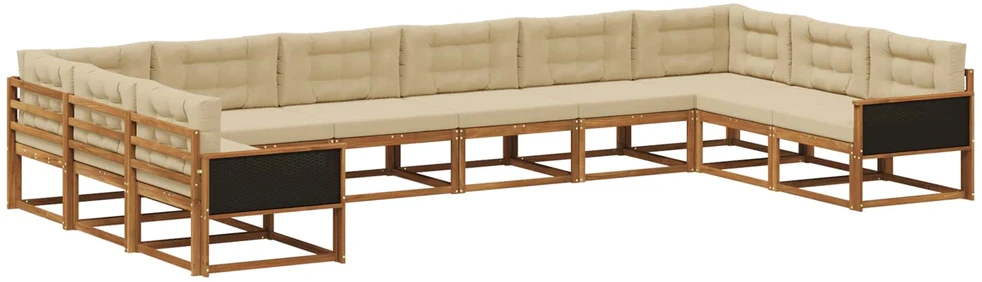 Lauko sofos komplektas 10 vnt. Natūralus ir bežinis