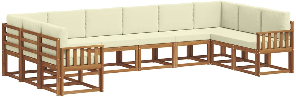 Lauko sofos komplektas 10 vnt. Natūralus ir grietinėlė