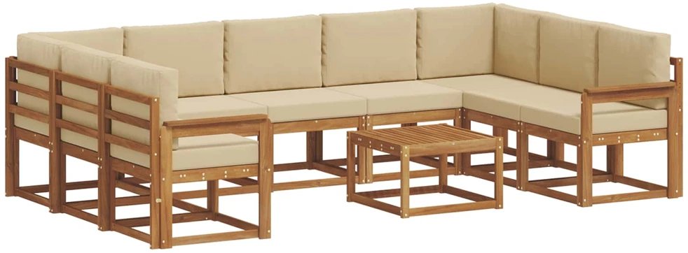 Lauko sofos komplektas 10 vnt. Natūralus ir bežinis