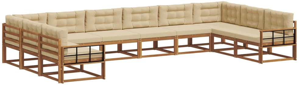 Lauko sofos komplektas 10 vnt. Natūralus ir bežinis