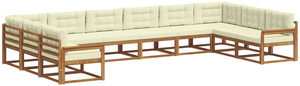Lauko sofos komplektas 10 vnt. Natūralus ir grietinėlė