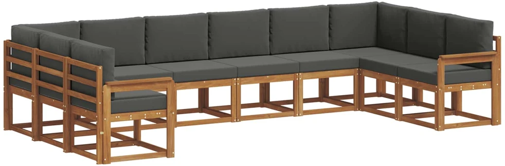Lauko sofos komplektas 10 vnt. Natūralus ir antracitas
