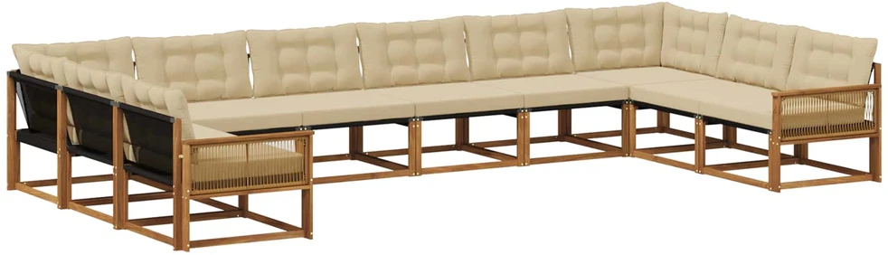 Lauko sofos komplektas 10 vnt. Natūralus ir bežinis