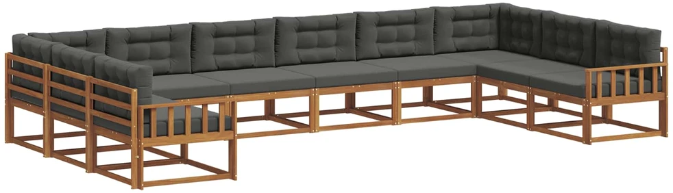 Lauko sofos komplektas 10 vnt. Natūralus ir antracitas