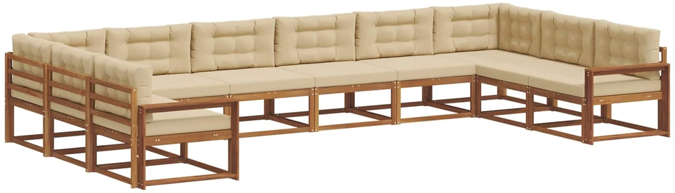 Lauko sofos komplektas 10 vnt. Natūralus ir bežinis