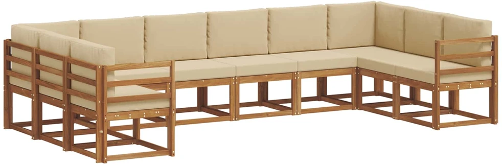 Lauko sofos komplektas 10 vnt. Natūralus ir bežinis