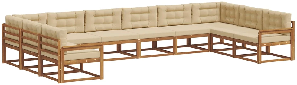 Lauko sofos komplektas 10 vnt. Natūralus ir bežinis