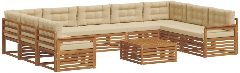 Lauko sofos komplektas 10 vnt. 9 vietos Natūralus ir bežinis