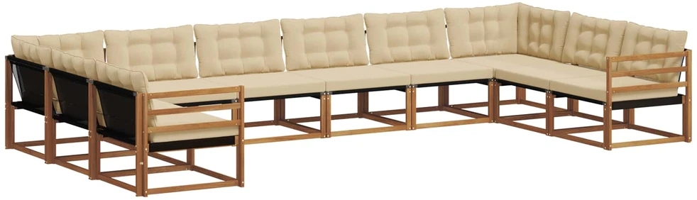 Lauko sofos komplektas 10 vnt. Natūralus ir bežinis