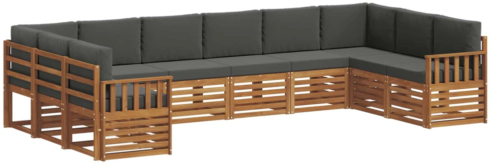 Lauko sofos komplektas 10 vnt. Natūralus ir antracitas