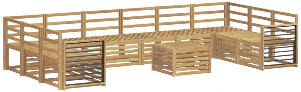 Lauko sofos komplektas 11 vnt. Balta Kietos akacijos mediena