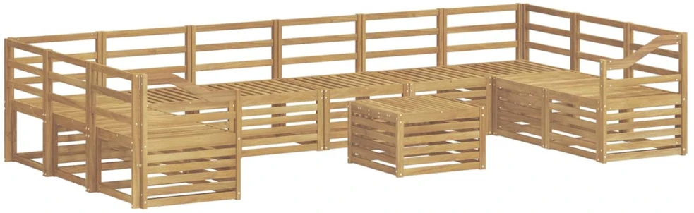 Lauko sofos komplektas 11 vnt. Balta Kietos akacijos mediena