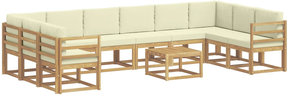 Lauko sofos komplektas 11 vnt. Balta ir kreminė