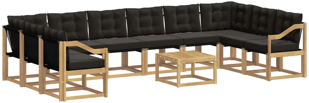 Lauko sofos komplektas 11 vnt. Balta ir juoda