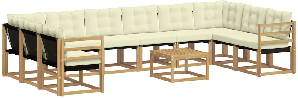 Lauko sofos komplektas 11 vnt. Balta ir kreminė
