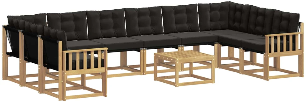 Lauko sofos komplektas 11 vnt. Balta ir juoda
