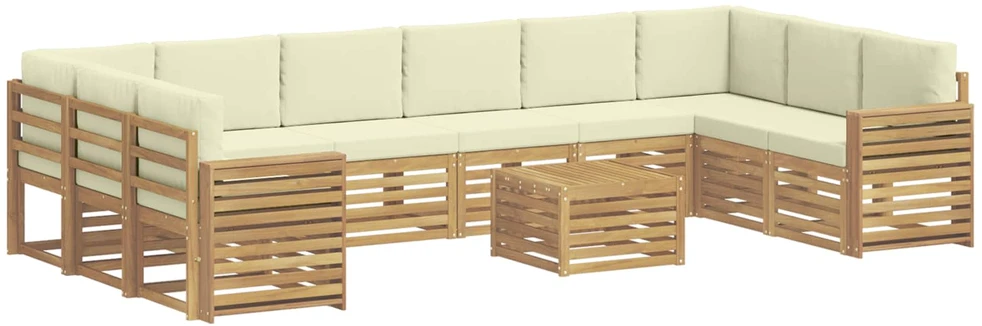 Lauko sofos komplektas 11 vnt. 10 vietos Balta ir kreminė
