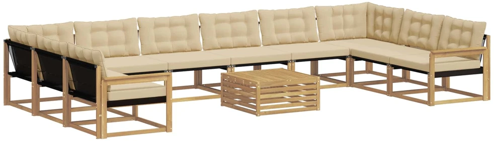Lauko sofos komplektas 11 vnt. Balta ir kreminė