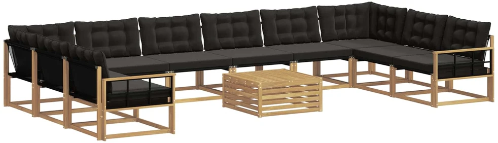 Lauko sofos komplektas 11 vnt. Balta ir juoda