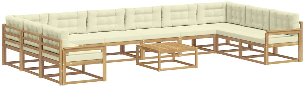 Lauko sofos komplektas 11 vnt. Balta ir kreminė