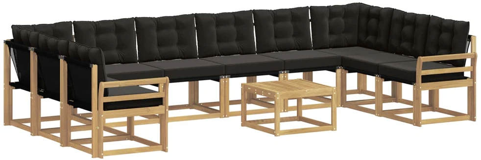 Lauko sofos komplektas 11 vnt. 10 vietos Balta ir juoda