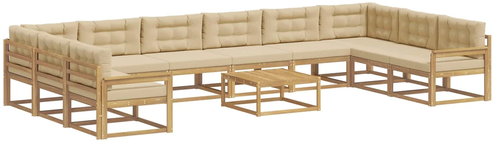 Lauko sofos komplektas 11 vnt. Balta ir kreminė