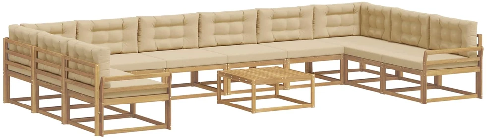 Lauko sofos komplektas 11 vnt. 10 vietos Balta ir kreminė