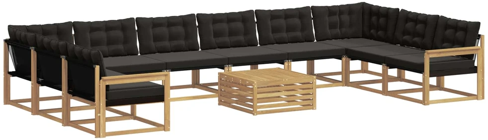 Lauko sofos komplektas 11 vnt. Balta ir juoda