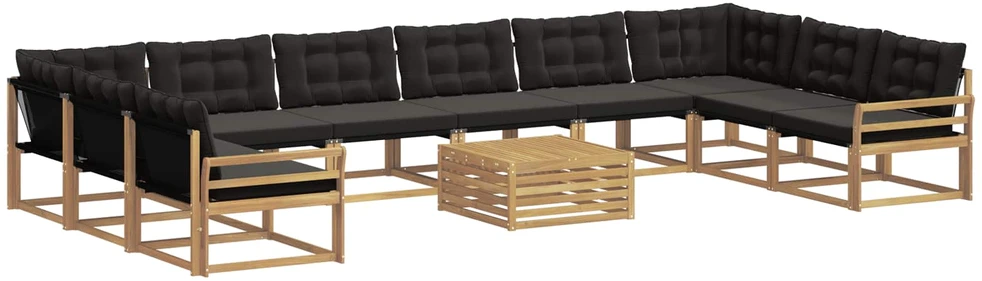 Lauko sofos komplektas 11 vnt. Balta ir juoda