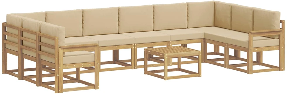 Lauko sofos komplektas 11 vnt. Balta ir kreminė