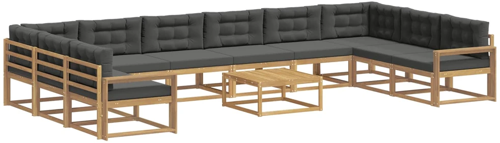 Lauko sofos komplektas 11 vnt. 10 vietos Balta ir antracito