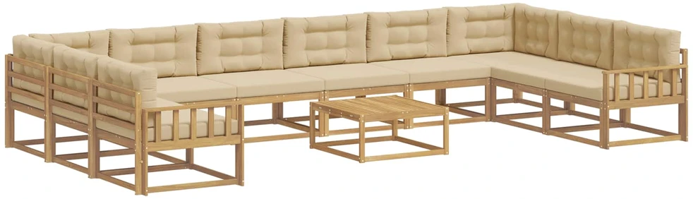 Lauko sofos komplektas 11 vnt. Balta ir kreminė