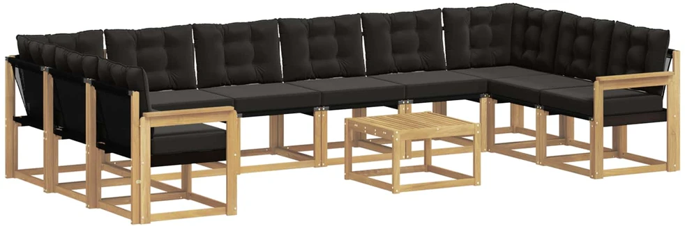 Lauko sofos komplektas 11 vnt. Balta ir juoda