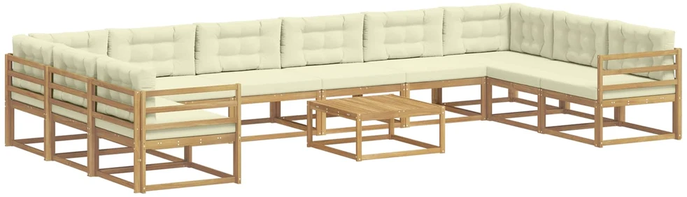 Lauko sofos komplektas 11 vnt. Balta ir kreminė