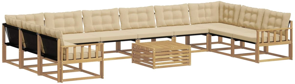 Lauko sofos komplektas 11 vnt. Balta ir kreminė