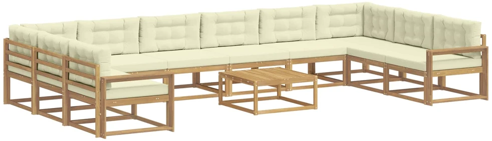 Lauko sofos komplektas 11 vnt. Balta ir kreminė