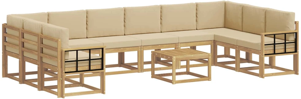 Lauko sofos komplektas 11 vnt. 10 vietos Balta ir kreminė