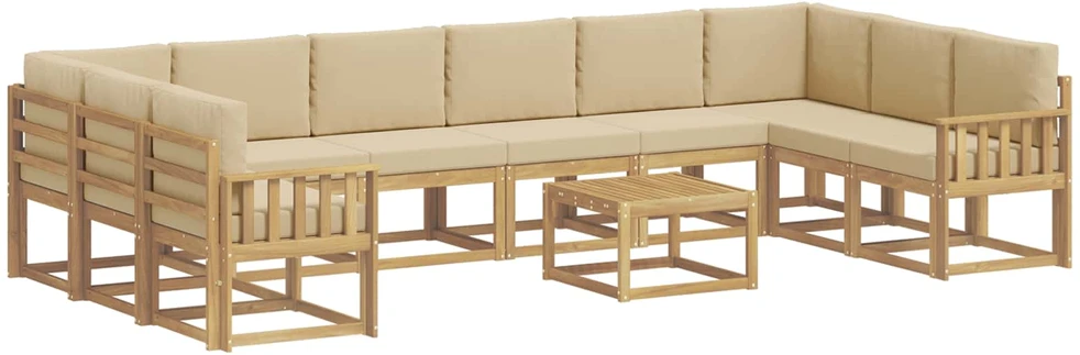 Lauko sofos komplektas 11 vnt. 10 vietos Balta ir kreminė
