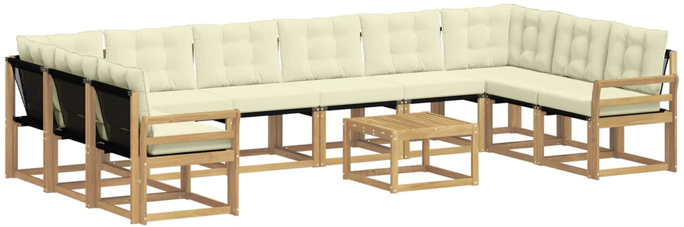 Lauko sofos komplektas 11 vnt. Balta ir kreminė