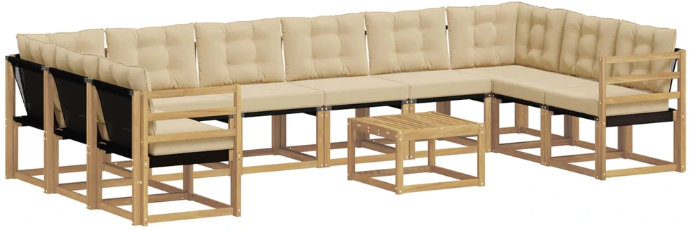 Lauko sofos komplektas 11 vnt. 10 vietos Balta ir kreminė
